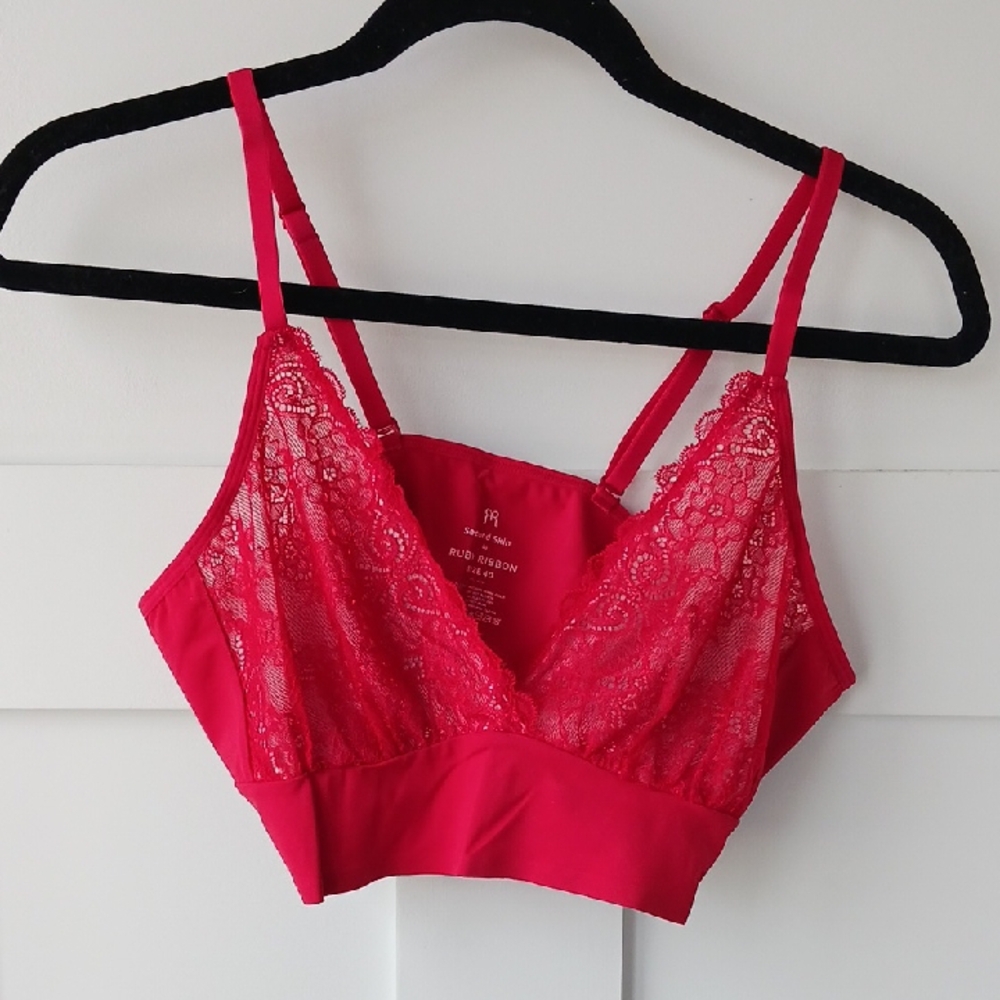 Lace Trim Red Ruby Ribbon Demiette